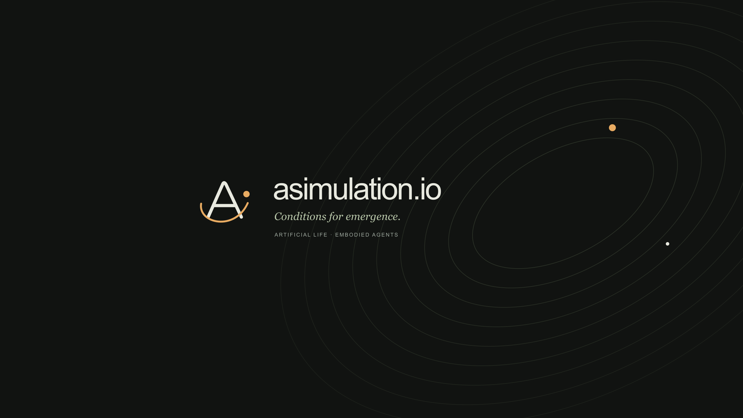 ASimulation channel banner: open orbit mark, ivory wordmark, and orbital lines on charcoal